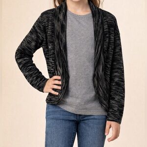 Seventy Seven Kids Space dye Open-Front Cardigan. Size Small. Black and Gray